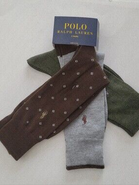 Polo Ralph Lauren 3pk classic dress socks Crew socks Brown gray